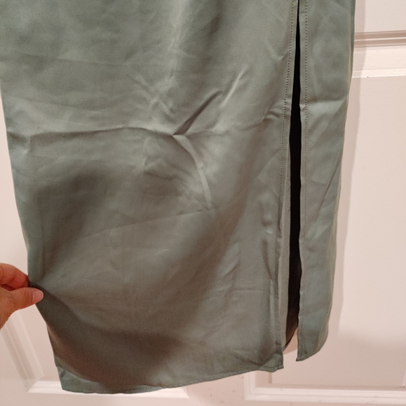 Maurices Solid Cowl Neck Satin Midi Dress Size M Medium Sage Fog - Picture 3 of 6